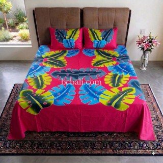 Bedsheet Hand Painted Flowers Pattern Made in Bali